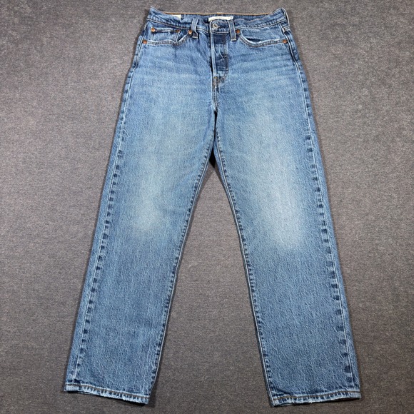 Levi's Denim - Levi's Wedgie Straight Jeans Women 28 Blue High Rise Button Fly Denim Boho Mom
